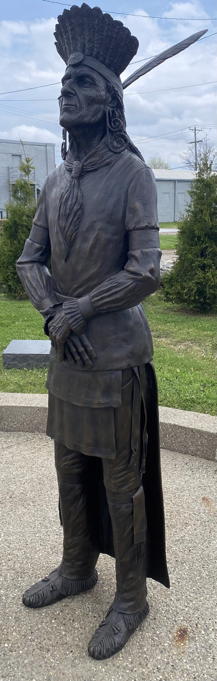 Bronze statue of Chief Netawatwees, full figure
