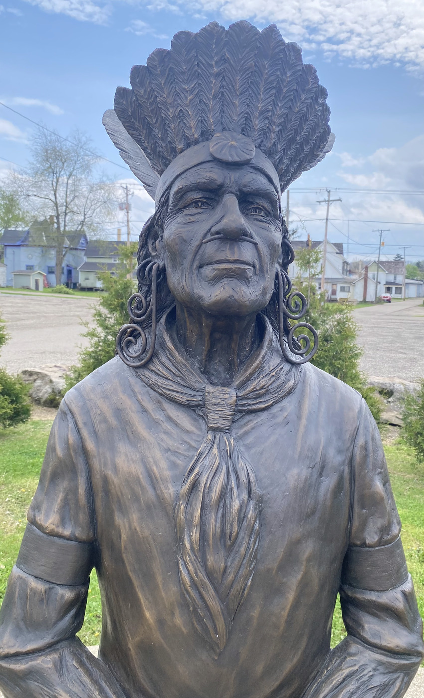 Bronze statue of Chief Netawatwees (Newcomer)