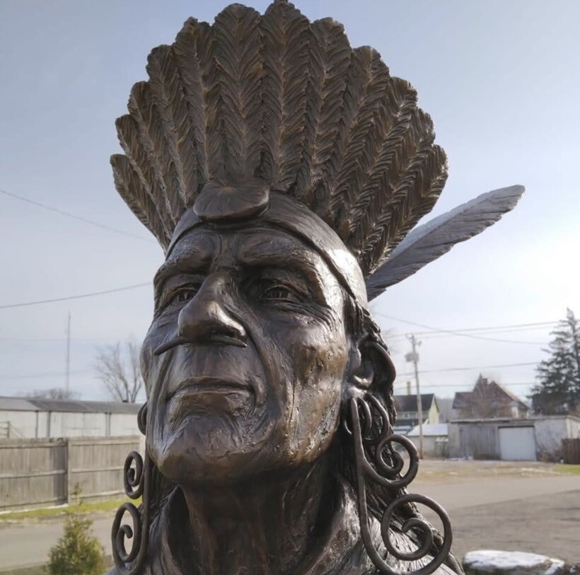 Bronze statue of Chief Netawatwees (Newcomer), namesake of Newcomerstown