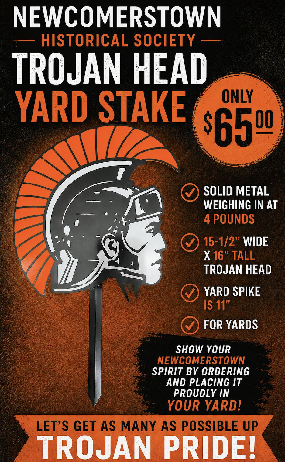 Newcomerstown Historical Society Trojan Head Yard Stake